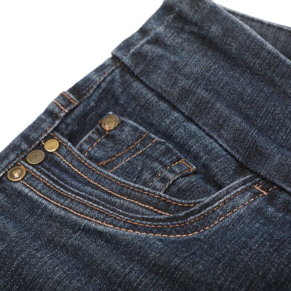 Reitmans Jeans Stretch Denim Capris Pull On Comfy Dark Wash Slit Hem Size 0 - Picture 6 of 8